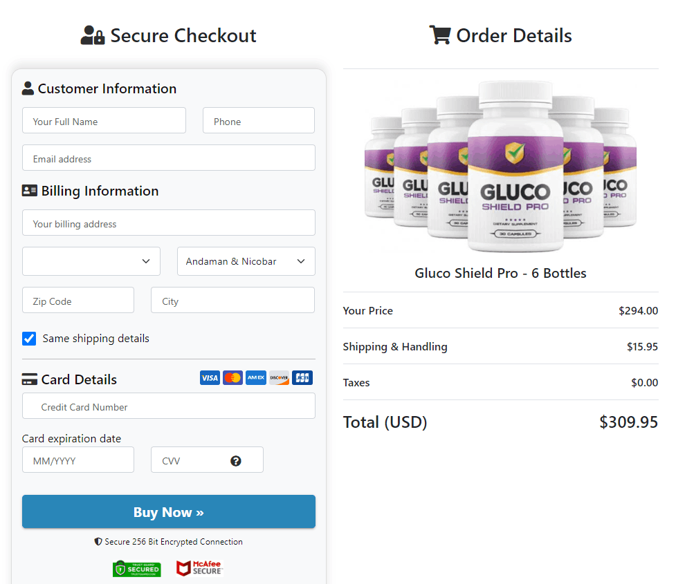 Gluco Shield Pro Order Page